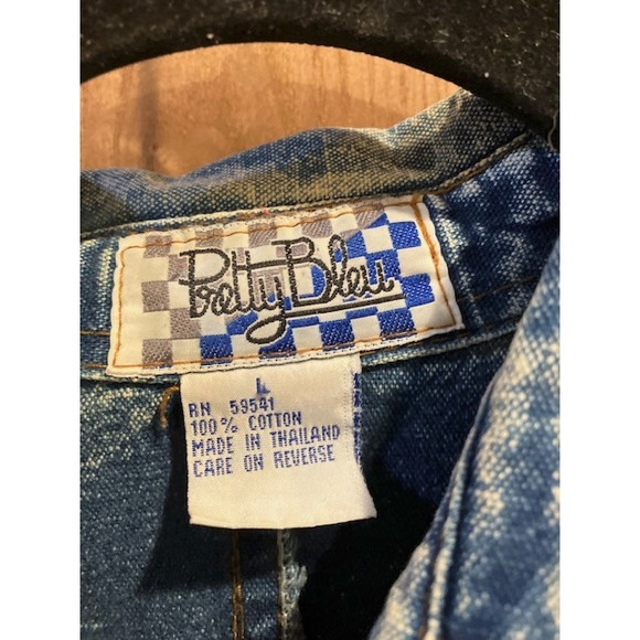 VTG Acid Wash Denim Embellished Western Style Button Shirt by Pretty Bleu Large‎ - Picture 6 of 6